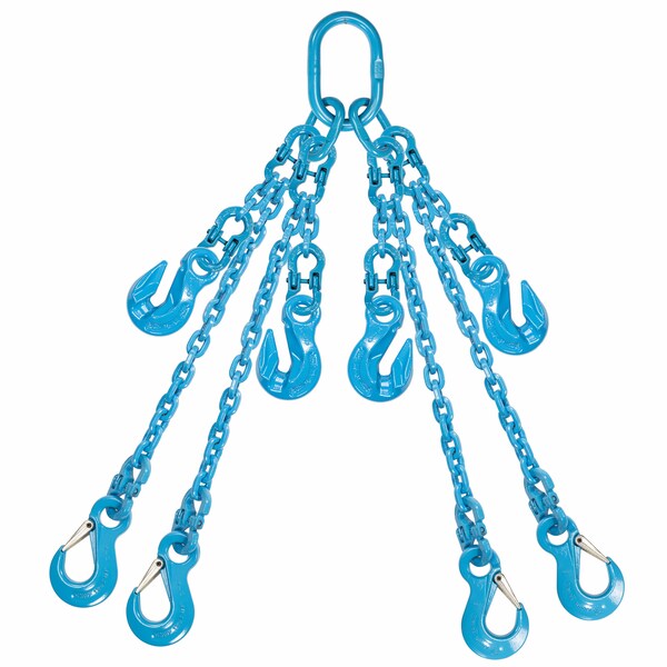 1/2" x 10', Pewag Adjustable 4Leg Chain Sling w/ Sling Hooks-Grade120